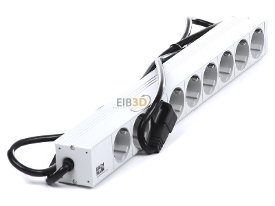 Ansicht oben links Bachmann 333.401 19 Zoll Steckdosenleiste, Mehrfachsteckdose 9fach 1HE, 9x Schuko, aluminium, 