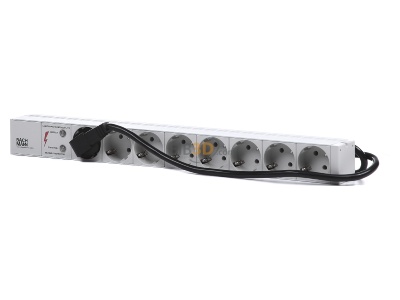 Frontansicht Bachmann 333.404 19 Zoll Steckdosenleiste, Mehrfachsteckdose 8fach Schuko, aluminium, 
