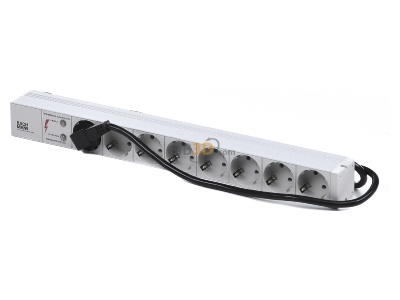 Ansicht oben vorne Bachmann 333.404 19 Zoll Steckdosenleiste, Mehrfachsteckdose 8fach Schuko, aluminium, 