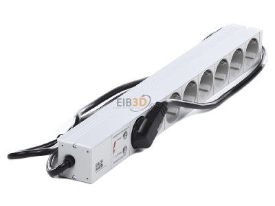 Ansicht oben links Bachmann 333.404 19 Zoll Steckdosenleiste, Mehrfachsteckdose 8fach Schuko, aluminium, 
