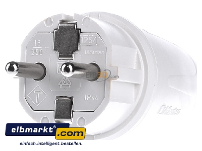 Front view Merten 125462 Schuko plug white 
