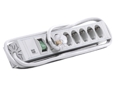 Ansicht links Bachmann 333.600 19 Zoll Steckdosenleiste, Mehrfachsteckdose 7fach PVC, 7x Schuko 1x Schalter, 