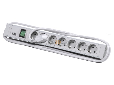 Ansicht oben vorne Bachmann 333.600 19 Zoll Steckdosenleiste, Mehrfachsteckdose 7fach PVC, 7x Schuko 1x Schalter, 