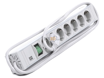 Ansicht oben links Bachmann 333.600 19 Zoll Steckdosenleiste, Mehrfachsteckdose 7fach PVC, 7x Schuko 1x Schalter, 