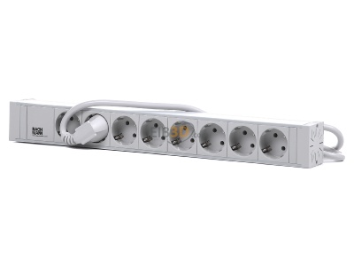 Frontansicht Bachmann 333.601 19 Zoll Steckdosenleiste, Mehrfachsteckdose 8fach PVC, 8x Schuko, 