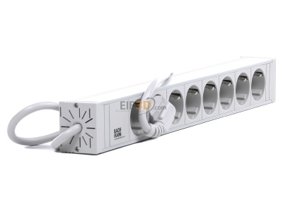 Ansicht links Bachmann 333.601 19 Zoll Steckdosenleiste, Mehrfachsteckdose 8fach PVC, 8x Schuko, 