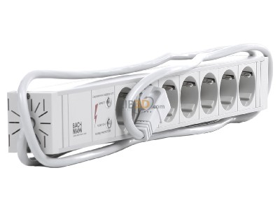 Ansicht links Bachmann 333.604 19 Zoll Steckdosenleiste, Mehrfachsteckdose 7fach PVC, 7x Schuko, berspannungsschutz, 