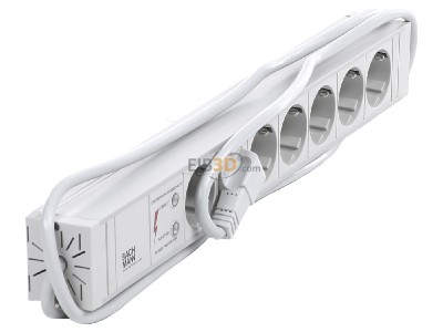 Ansicht oben links Bachmann 333.604 19 Zoll Steckdosenleiste, Mehrfachsteckdose 7fach PVC, 7x Schuko, berspannungsschutz, 