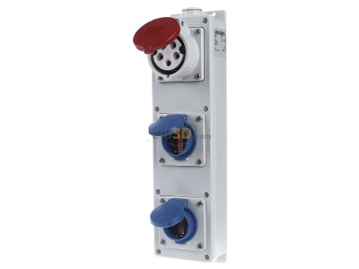 Front view Mennekes 96438 CEE-Socket combination wall mount 
