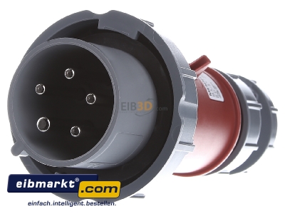 Front view Mennekes 3853 CEE plug 32A 5p 6h 400 V (50+60 Hz) red
