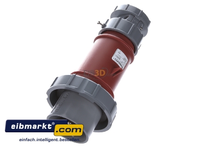 View up front Mennekes 3853 CEE plug 32A 5p 6h 400 V (50+60 Hz) red
