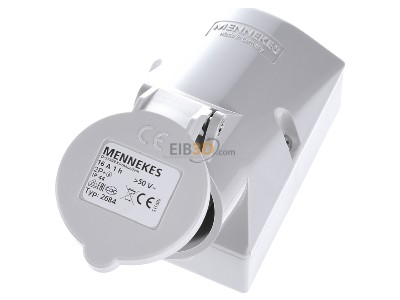 Ansicht oben vorne Mennekes 2684 Wanddose 16A,3p,1h,>50V,IP44 