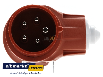 Front view CEE plug 16A 5p 6h 400 V (50+60 Hz) red 3980 Mennekes 3980
