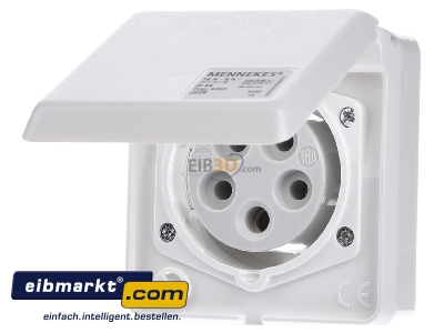Front view Mennekes 4262 Architectural socket CEE 16A-socket 6h
