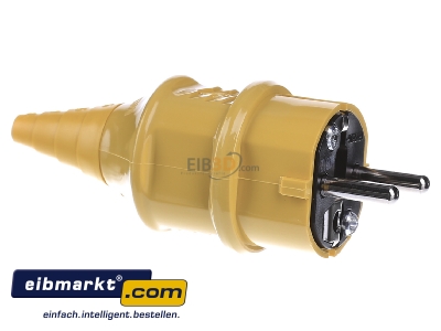 View on the left Mennekes 10840 Schuko plug yellow
