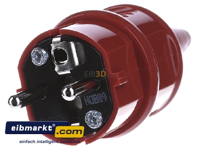 Front view Mennekes 10839 Schuko plug red
