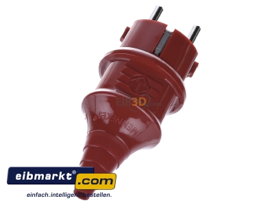 Top rear view Mennekes 10839 Schuko plug red
