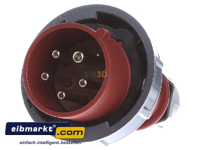 Front view Mennekes 288 CEE plug 16A 5p 6h 400 V (50+60 Hz) red
