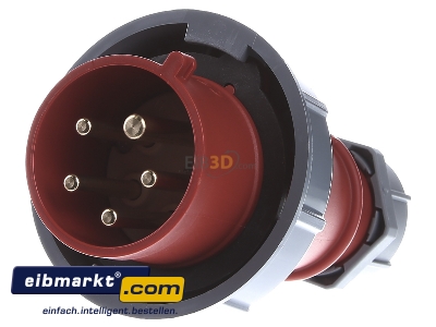 Front view Mennekes 300 CEE plug 32A 5p 6h 400 V (50+60 Hz) red
