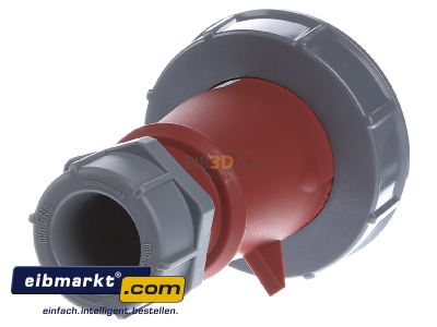 Back view Mennekes 300 CEE plug 32A 5p 6h 400 V (50+60 Hz) red
