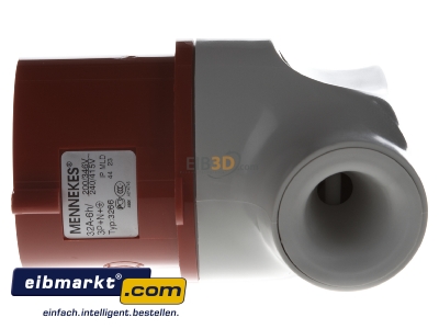 Frontansicht Winkelstecker 32A,5p,6h,400V,IP44 3266 Mennekes 3266