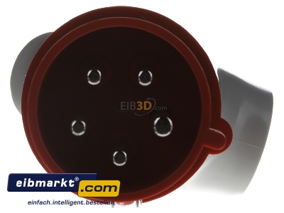 View on the left CEE plug 32A 5p 6h 400 V (50+60 Hz) red 3266 Mennekes 3266
