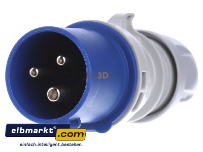 Front view Elektra Tailfingen CT 316/ 6H CEE plug 16A 3p 6h 230 V (50+60 Hz) blue
