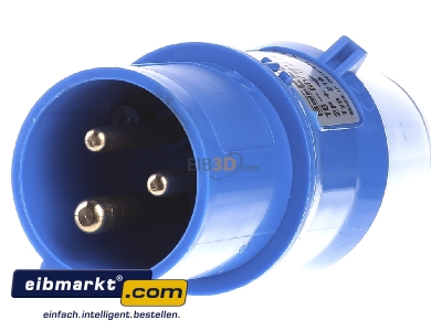 Front view Bals Elektrotech. 219 CEE plug 16A 3p 6h 230 V (50+60 Hz) blue - 
