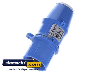 View up front Bals Elektrotech. 219 CEE plug 16A 3p 6h 230 V (50+60 Hz) blue - 
