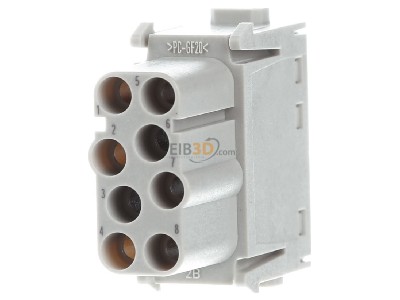 Front view Harting 09 14 008 3101 Socket insert for connector 8p 
