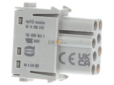View on the left Harting 09 14 008 3101 Socket insert for connector 8p 
