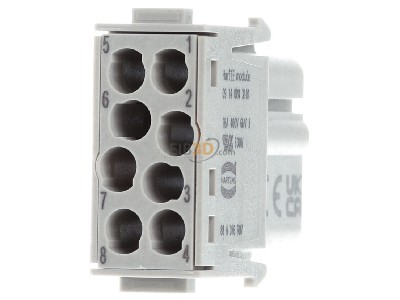 Back view Harting 09 14 008 3101 Socket insert for connector 8p 
