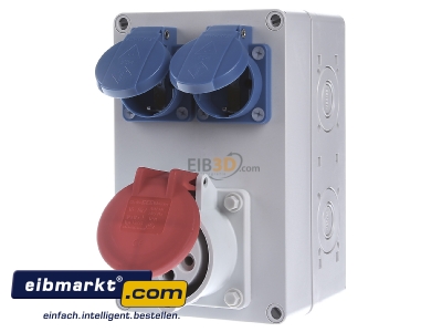 Front view Spelsberg STG 012 CEE-Socket combination wall mount IP44 
