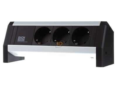 Frontansicht Bachmann 902.0048 Steckdosenleiste 3xSchuko schwarz 
