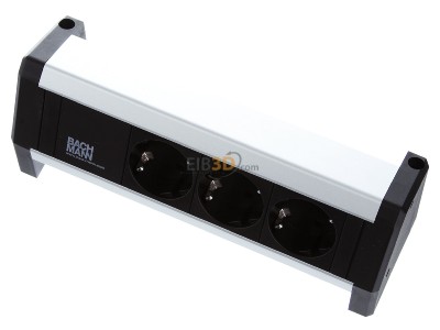 Ansicht oben vorne Bachmann 902.0048 Steckdosenleiste 3xSchuko schwarz 