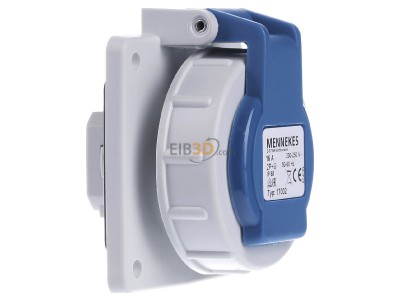 Ansicht links Mennekes 17002 Schuko-Anbau-Steckdose 16A2p+E 230V IP68 BL 