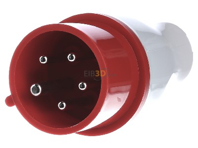 Front view Walther 216 CEE plug 16A 5p 6h 400 V (50+60 Hz) red 
