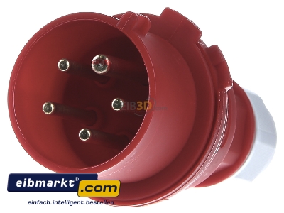 Front view Bals Elektrotech. 2136 CEE plug 16A 5p 6h 400 V (50+60 Hz) red 
