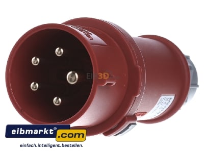 Front view Mennekes 3319A CEE plug 16A 5p 6h 400 V (50+60 Hz) red - 
