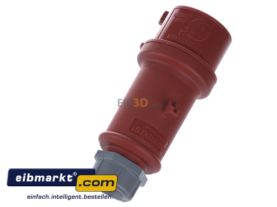 Top rear view Mennekes 3319A CEE plug 16A 5p 6h 400 V (50+60 Hz) red - 
