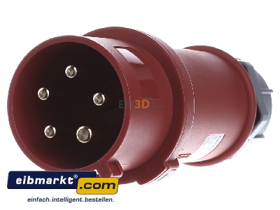 Front view Mennekes 3322 CEE plug 32A 5p 6h 400 V (50+60 Hz) red
