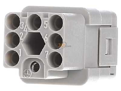Front view Harting 09 12 007 3101 Socket insert for connector 7p 
