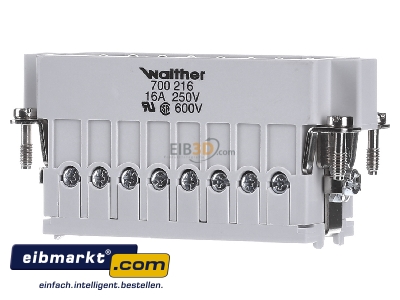 Frontansicht Walther Werke 700216 Stifteinsatz A16 0,5-2,5qmm 20-14AWG 