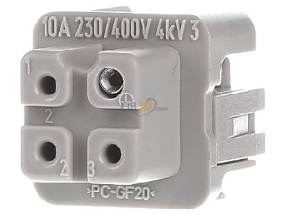 Back view Harting 09 20 003 2711 Socket insert for connector 3p 
