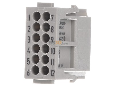 Front view Harting 09 14 012 3001 Pin insert for connector 12p 
