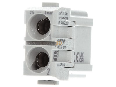 Ansicht hinten Harting 09 14 002 2601 Stiftmodul Axial 2.5-8qmm 