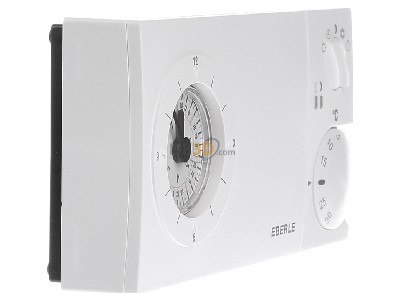 View on the left Eberle easy 3 SW Clock thermostat analogue white 
