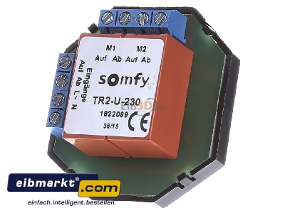 Front view Somfy TR2-U-230 Isolator relay venetian blind 3,15A - 
