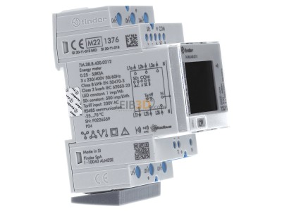 View on the left Finder 7M.38.8.400.0212 Direct kilowatt-hour meter 5A 
