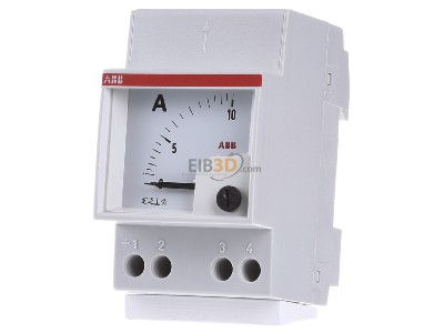 Front view ABB AMT1-10 Ampere meter for installation 0...10A 
